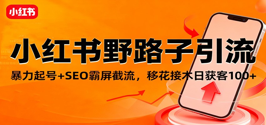 小红书野路子引流，暴力起号+SEO霸屏截流，移花接木日获客100+-摇钱树